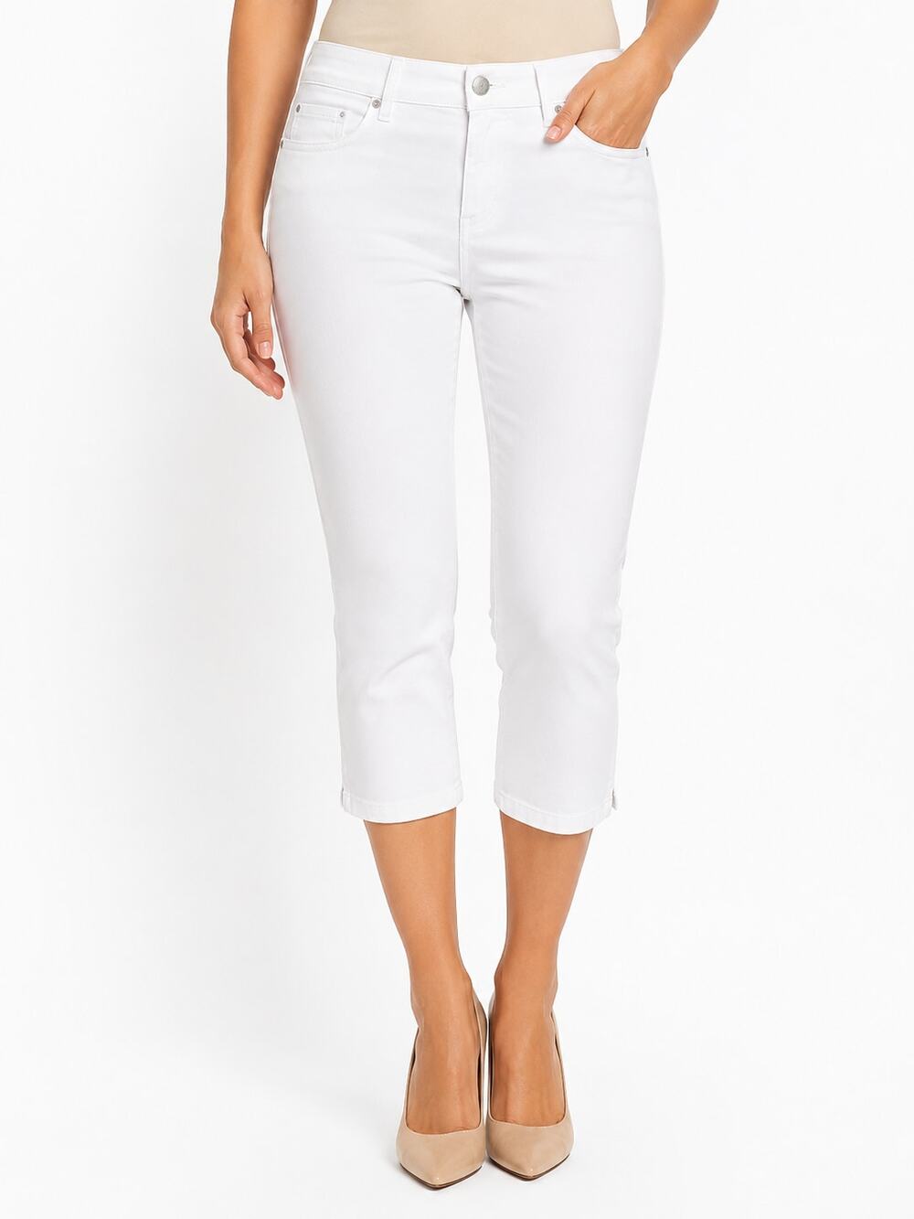 LR4711 Royalty For Me White Mid Rise Cropped Jeans Size 8 Waist 30 Stretch Denim